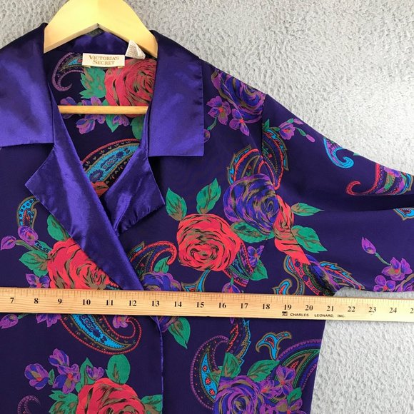 Vintage Victoria's Secret Gold Label Purple Paisley PJ Set size S - Picture 7 of 14